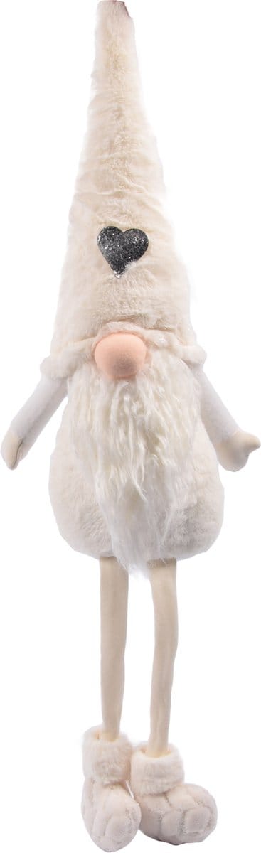Elegante Witte Kerstkabouter 85 cm | Gnome Staand | Duurzaam Pluche | Perfect voor Binnen | Kerstdecoratie | Veilig voor Kinderen en Huisdieren | Luxe en Stabiel Ontwerp | 23x15x85 cm