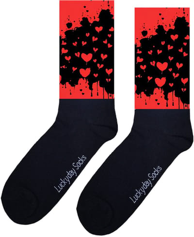 Hartjes - Opkikker - Grappige sokken - Valentijns cadeau - Verjaardag cadeau - Sint cadeau - Leuke sokken - Liefde - Vrolijke sokken - Cadeautje - Grappige cadeau - Kerstsokken - Vaderdag - Moederdag - Socks maken Happy - 37-44