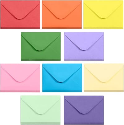 100 Stuks Mini Enveloppen Gekleurd │ Mini Gekleurde Enveloppen │ voor Bruiloft Feest Uitnodigingen Wenskaarten Gift (MultiGekleurd)
