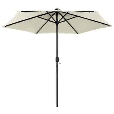 vidaXL - Parasol - met - LED-verlichting - en - aluminium - paal - 270 - cm - zandwit