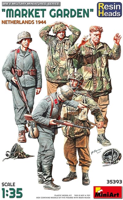 MiniArt Modelbouwpakket Militaire voertuigen - 35393 Market Garden - Netherlands 1944 - Figures with Resin Heads Plastic - 1:35 - Modelbouw