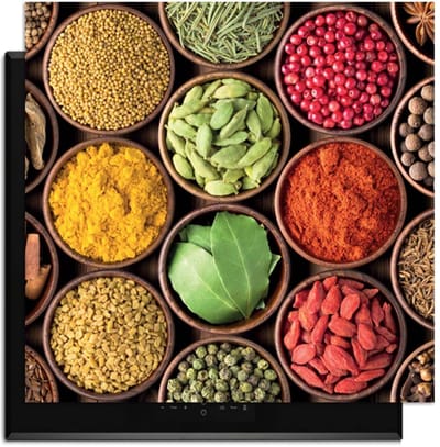 KitchenArt - Spice Harmony – Inductie Beschermer - 59x52 cm - Kookplaat Beschermer - Luxe Afdekplaat Inductieplaat - Anti-slip & Oprolbaar - Beschermmat Inductiekookplaat