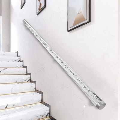 Trapleuning Acryl - Wandsteun - Veiligheid Trap - Massieve Kristalbuis - Tot 450cm - Transparant