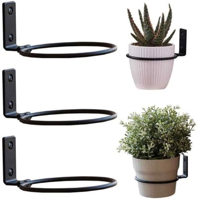QTTVBTNA - 3 Stuks Plantenhangers - Wand Bloempot Houders - Hangende Bloempot - Metalen Ring Plantenhouder voor Wandmontage - Geschikt voor Bloempotten Binnen en Buiten - Ideaal voor Huis Tuin en Balkon - - Ø15 cm - Zwart