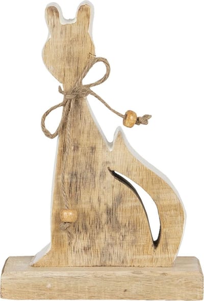 Clayre & Eef Decoratie Kat 11x3x16 cm Bruin Hout
