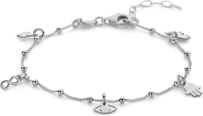 New Bling - 9NB-1415 - zilveren armband met geluk bedels - 925 sterling silver - rhodium plated