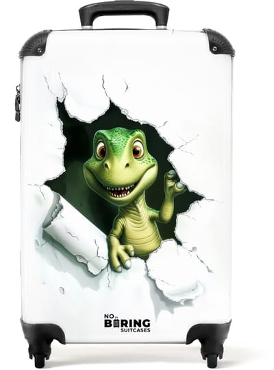 NoBoringSuitcases.com® - Kinderkoffer - Kindertrolley - Dinosaurus - Scheur - Handbagage koffer lichtgewicht - Reiskoffer trolley - Rolkoffer met wieltjes - Past binnen 55x40x20 en 55x35x25