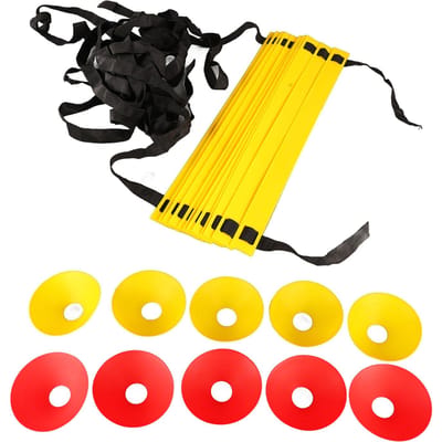 Snelheid Behendigheid Trainingsset Behendigheid Voetbal Ladder Voetbal Kegels Trainingsmateriaal met Tas yellow