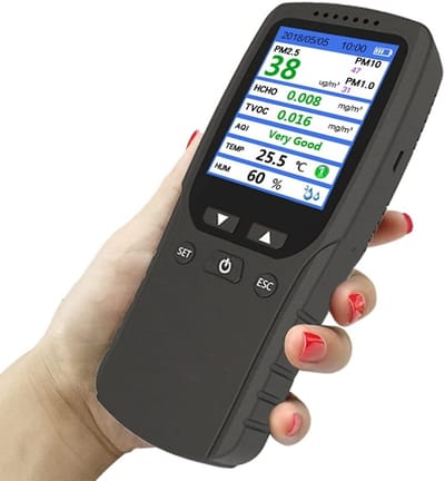 Geschikt voor Luchtkwaliteitsmonitor, Wave Mouth Formaldehyde Detector, Vervuiler, Sensor, Detector; Formaldehyde HCHO / TVOC gas VOC deeltjes stofdetectie pm2.5 micron