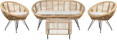 MARATEA/ CESENATICO - Loungeset 4-zits - Lichtbeige - Rotan