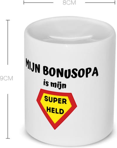 Akyol - mijn bonusopa is mijn superheld Spaarpot - Opa - super bonusopa - verjaardag - cadeautje voor opa - opa artikelen - kado - geschenk - 350 ML inhoud