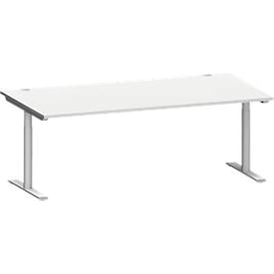 Schäfer Shop Genius MODENA FLEX bureau, T-poot ronde buis, B 2000 x D 1000 mm, lichtgrijs/wit aluminium