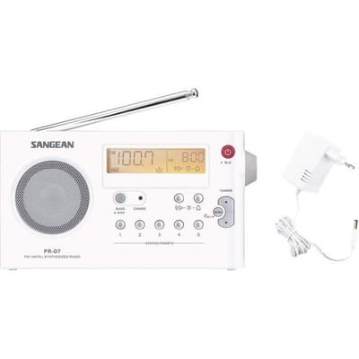 Sangean PR-D7 Transistorradio VHF (FM), Middengolf FM, Middengolf Wekfunctie Wit