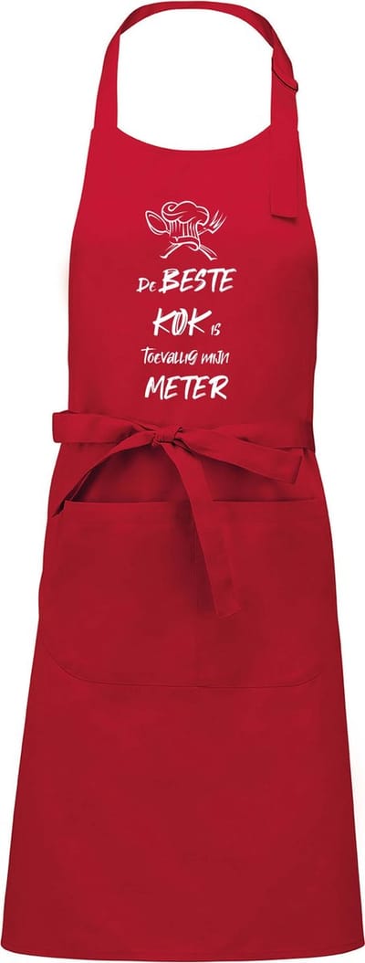 mijncadeautje - luxe schort - De beste kok is toevallig mijn METER - rood