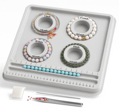 BOTC Kralenbord - Kralenplanken - Armband Sizer meetinstrument - 4 ronde groeven - Benodigdheden voor sieraden maken - Grijs