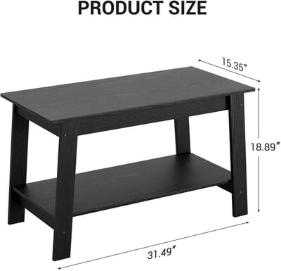 Casa Living Bijzettafel - Salontafel - Modern Design - Meubel voor Woonkamer - Inclusief Opbergplank - Stevig MDF - Zwart