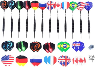 Professionele Dartpijlen Set - 12 Stuks 22 Gram Steeldarts met Metalen Punt en Aluminium Schacht