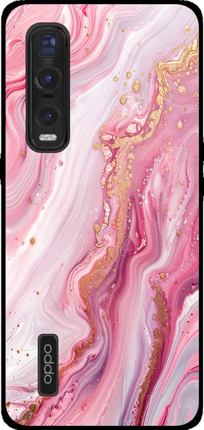 Smartphonica Telefoonhoesje Geschikt voor Oppo Find X2 Pro met marmer opdruk - TPU backcover case marble design - Roze geschikt voor Oppo Find X2 Pro