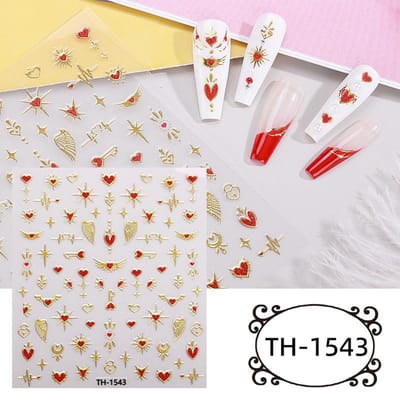 Sticker 3D cœur d'amour Saint-Valentin bronzant DIY nail art impression cœur décalcomanies pour ongles TH-1543