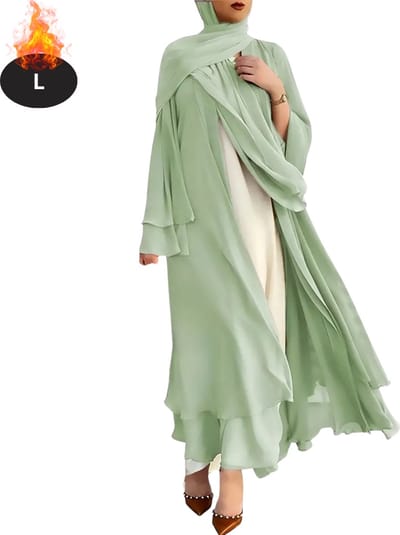 Bovista Islamitische Kleding - Djellaba Dames - Moslim Kleding - Arabisch Dames Kaftan - Alhamdulillah - Olijfgroen L