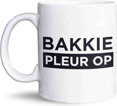 NietMokken.nl - Grappige Koffiemok/Beker 325 ml - Bakkie Pleur Op - Keramische Mok voor Koffieliefhebbers - Koffietas - Vaatwasser- en Magnetronbestendig - Aan Beide Zijden Bedrukt - Perfect Cadeau voor Thuis en Werk - 11 oz - Witte Variant