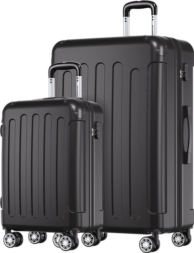 TRVLMORE Kofferset - 2 Delig - 38L Handbagage + 110L Ruimbagage - Lichtgewicht - Trolley - Reiskoffer Set - Zwart