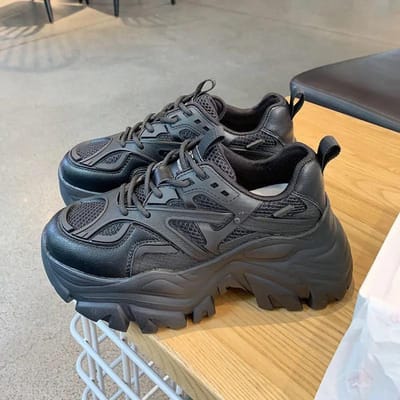 Nieuwe Zomer Zwarte Chunky Casual Sneakers Dames Nieuwe Mode Platform Sportschoenen Dames Dames Mesh Leer Platform Schoenen 35 gray