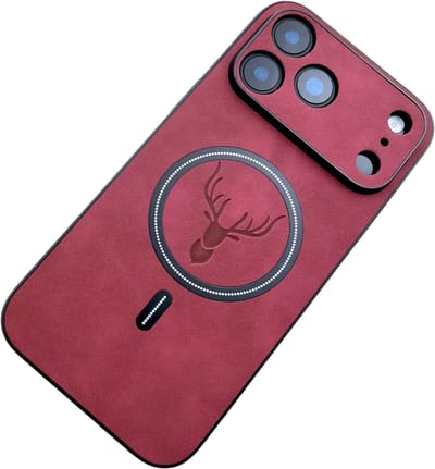 Luxe Telefoonhoesje – Geschikt voor iPhone 17, Kunstleren Case met Magnetische Draadloze Oplading, Volledige Bescherming, Slank Design & Dagelijks Gebruik-Rood