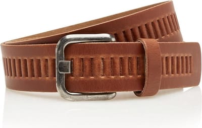 Timbelt Leren Geperforeerde Sleufjesriem Riem voor Dames en Heren - Breedte 4 cm - Sleufjes Riem Echt Leer - cognac - Riemmaat 125 - Totale lengte 140 cm