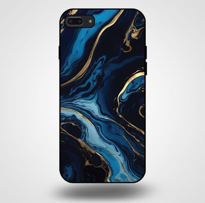 Smartphonica Telefoonhoesje voor iPhone 7/8 Plus met marmer opdruk - TPU backcover case marble design - Goud Blauw geschikt voor Apple iPhone 7 Plus;Apple iPhone 8 Plus