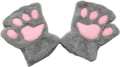Heerlijk zachte gevoerde vingerloze handschoenen - Beren klauw - Katten klauw - Kat - Beer - Winters - Gewatteerd - Zacht - Glove - Grijs