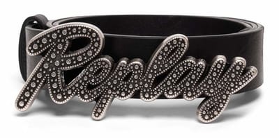 REPLAY Leren riem Belt W85 Black zwart