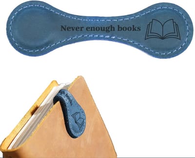 Zeynomax - Gepersonaliseerde magnetische boekenleggers - Vintage leer - Motiverende tekst - Blauw - Boekenmarkeringsclip - Perfect cadeau voor boeke..