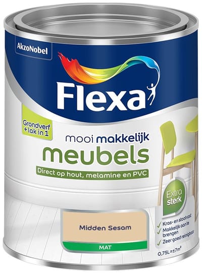 Flexa - Mooi Makkelijk Meubels Mat - Midden Sesam - Mengverf - 750 Ml