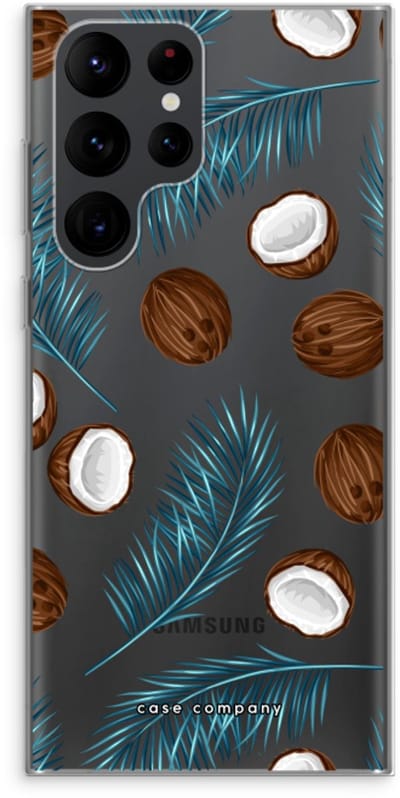 Case Company® - Hoesje geschikt voor Samsung Galaxy S22 Ultra hoesje - Kokosnoot - Soft Cover Telefoonhoesje - Bescherming aan alle Kanten en Schermrand