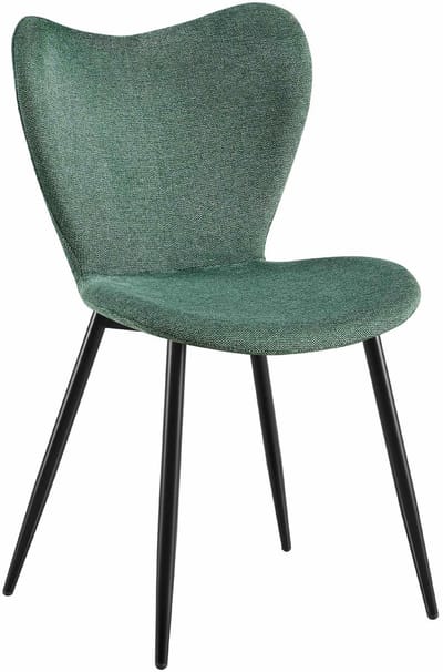 CLP Maika Eetkamerstoel - klassiek - keukenstoel - met rugleuning en zwart metalen frame - maximaal 150 kg - Stof/groen