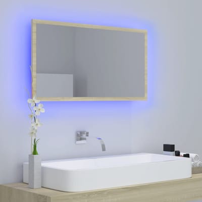 vidaXL - Badkamerspiegel - LED - 80x8,5x37 - cm - acryl - sonoma - eikenkleurig