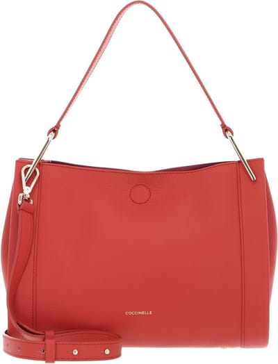 COCCINELLE Leren Schoudertas Wallace Handbag Double Grainy Leather Grena. Red / Rosew Lichtrood