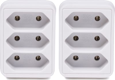 Benson Stopcontact splitter - 2x - triple - wit - voor 3 platte stekkers - verdeelstekkers
