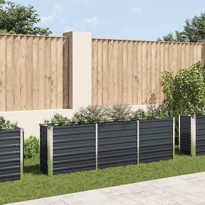 vidaXL - Plantenbak - verhoogd - 240x40x77 - cm - gegalvaniseerd - staal - antraciet