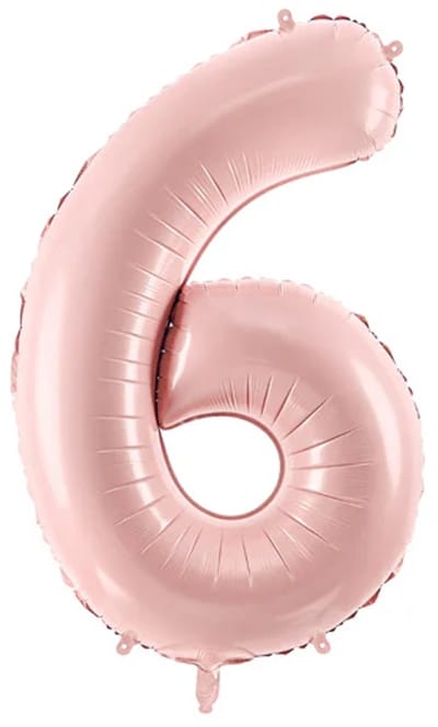 6 Jaar Cijfer Ballon Lichtroze Leeg 72cm