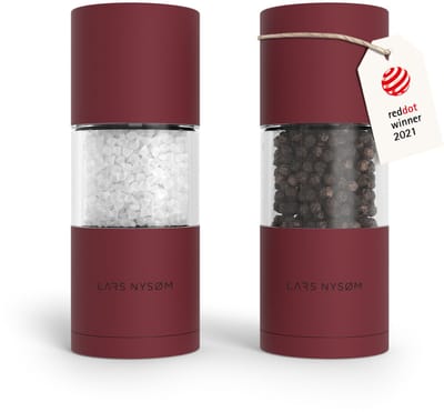 LARS NYSØM Sjæl Zout- en Pepermolen Set - Verstelbare maalgraad - Roestvrijstaal (Berry Red)