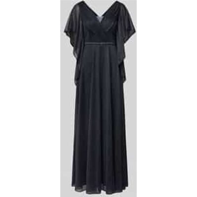 maxi-jurk met V-hals en met siersteentjes