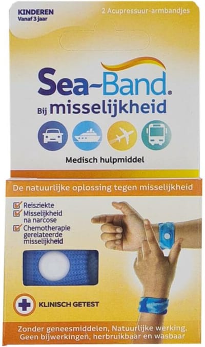 3x Sea Band Polsband Bij Misselijkheid Kinderen Blauw 1 paar