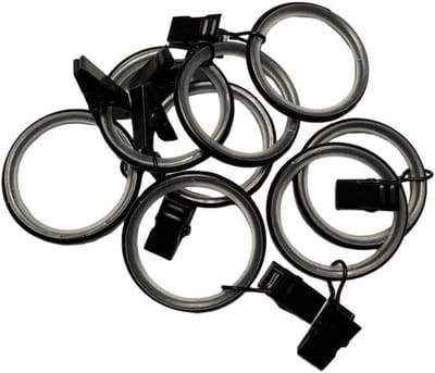 Gordijnringen met Klem - Gordijnclips Ring - Gordijnen Ophangen - Soepel Glijdend Systeem - 10 Stuks - Mattr Zwart