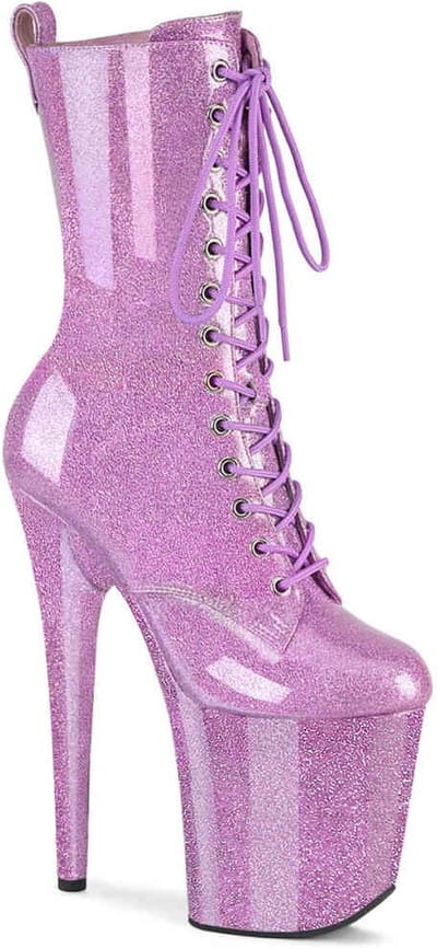 Pleaser - FLAMINGO-1040GP Plateau Laarzen, Paaldans schoenen - 35 Shoes - Lila