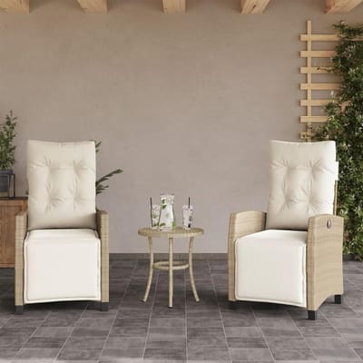 Verstelbare Tuinstoel - Lounge Stoel - Ontspannen in de tuin - Afneembare kussens - 2 stuks - Beige