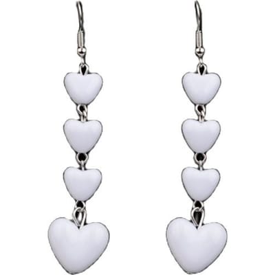 Trendy Lange Hart Oorbellen met Hanger voor Vrouwen Rode Witte Acryl Hartvormige Kralen Drop Earrings Bruiloft Feest Elegante Sieraden other white