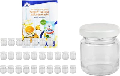 28-delige set van 53 ml potjes Naar 43 witte deksel incl. Diamant Gelierzauber receptenboekje