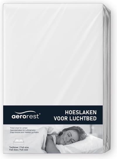 AeroRest hoeslaken twijfelaar luchtbed | Superieure dikke kwaliteit | Jersey | 100% katoen | Wit | 137 x 203-210 cm